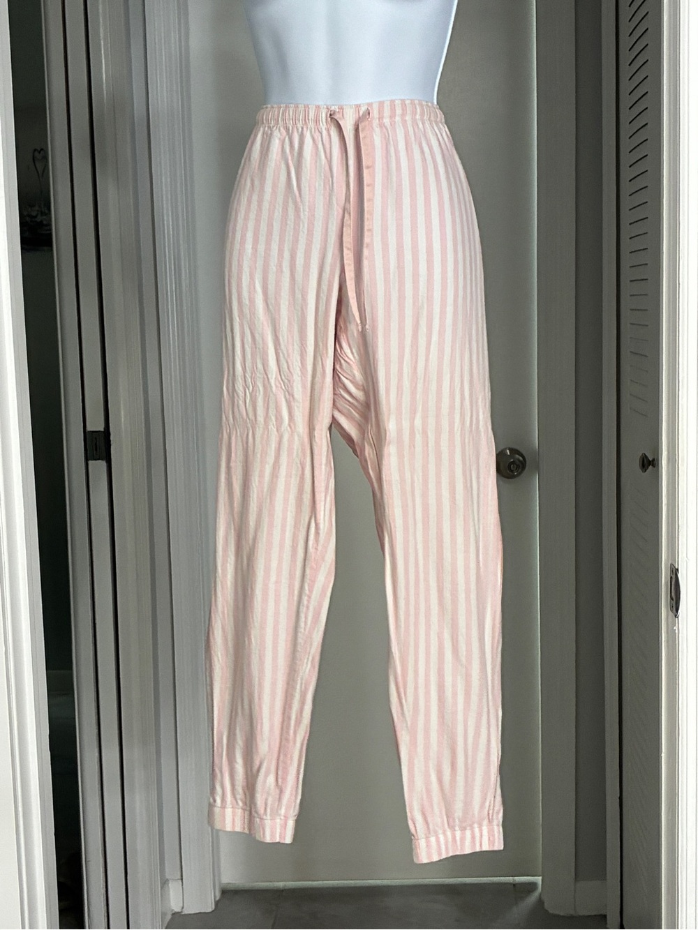 Victoria's Secret Pink & White Striped, Cropped Jogger PJ Bottom
